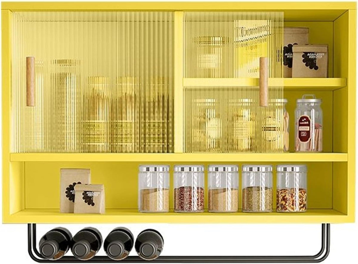 Modern Wall Mounted Storage Cabinet,Wooden Large Kitchen Wall Cabinet with 2 Glass Door and Towel Bar,Large Capacity Medicine Cabinet for Kitchen Living Room Laundry Room Cabinets