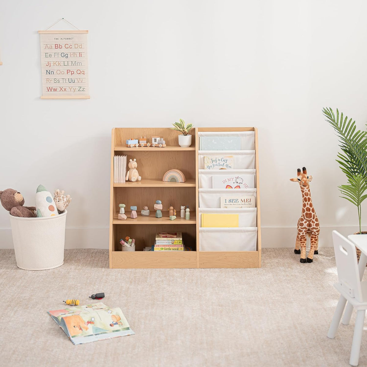 Comfy Cubs Kids Bookshelf and 4-Piece Kids Musical Instruments Set Bundled