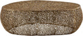 Oval Coffee Table with Iron Hollow Design in Black & Silver & Gold,Drum Tea Central Table for Living Room No Assemble