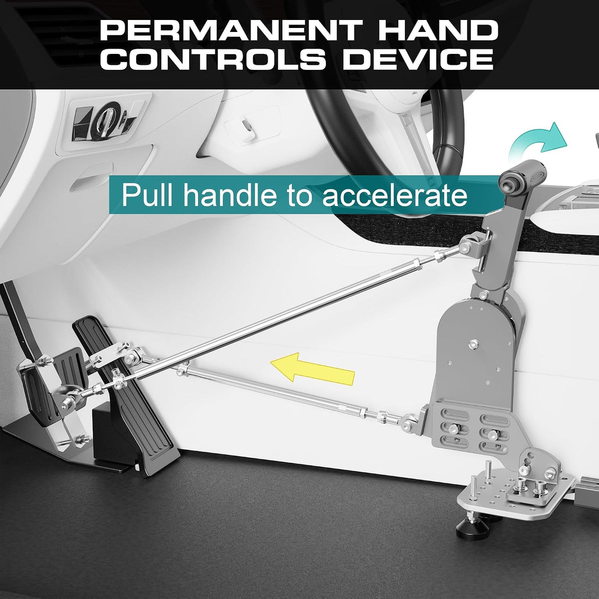 Handicap Drivers Fixed Hand Controls Permanent Device, Driving Hand Controls Car Pedal Assist Controls, Push/Pull Driving aids - Hand Controls for Disabled Drivers