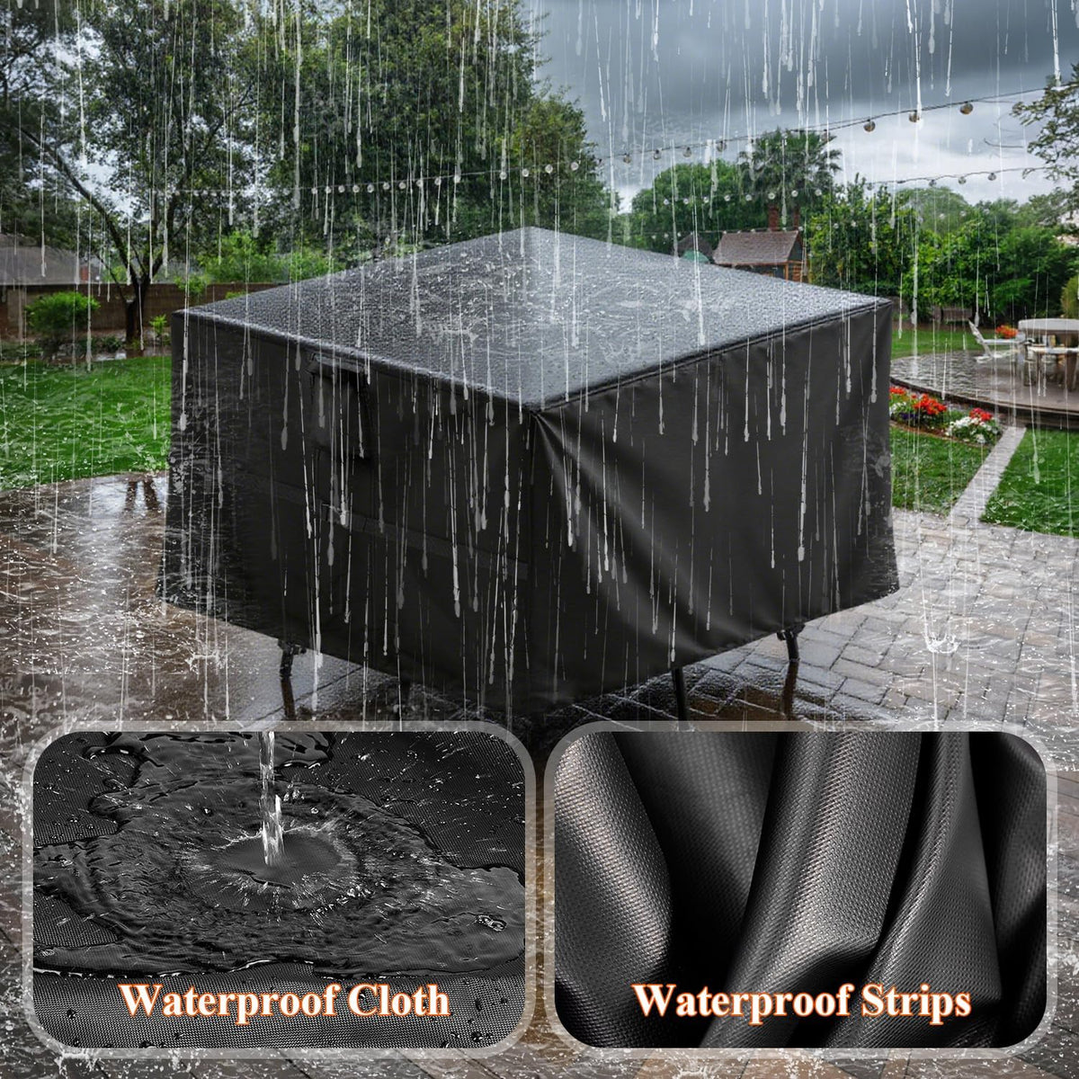 Outdoor Square Table Cover 136Inch,Waterproof Patio Square Furniture Covers,Heavy Duty Outside Squares Furniture Cover - 136 x 136 x 28 Inch