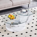 Ebullient Modern Round Glass Coffee Table, 3-Tier Wood Base Geometric Center Table for Living Room, Contemporary Accent Furniture, 42 Inch