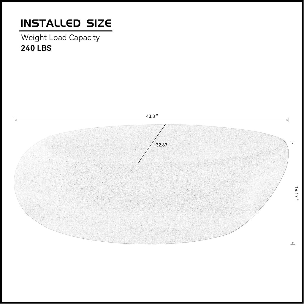 43.3' Faux Stone Coffee Table Modern Unique Coffee Table Oval Center Tables Round Edge Design Fiberglass Oval Accent Tables for Living Room Office Apartment No Assembly, Cream White