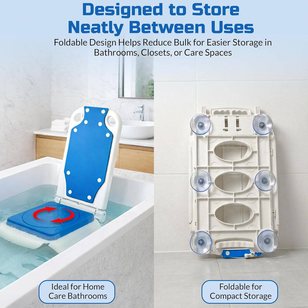 Platinum Health Tranquilo Premium Electric Bath Lift with Padded, SAFESWIVEL Rotating SEAT and Electric Recline. 300lb. Lifting Capacity and Extra High Lifting Range up to 21.5 inches.
