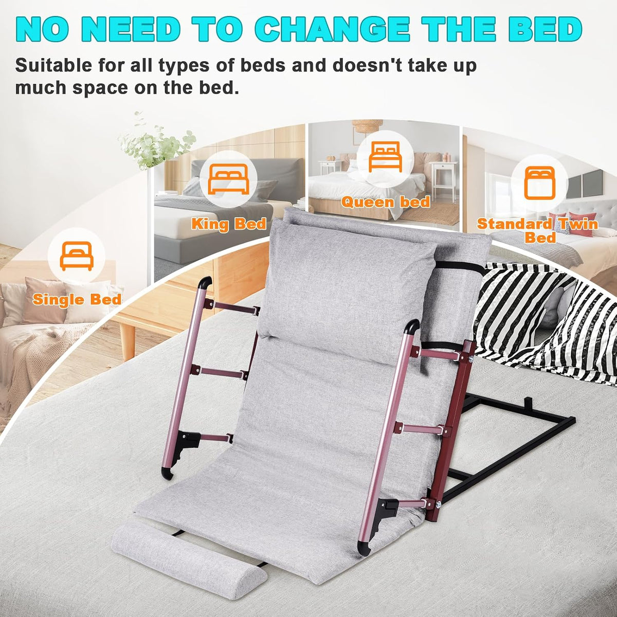 YUCHENGTECH Adjustable Power Lifting Bed Backrest with Foldable Armrest Electric Lifting Backrest for Bed for Seniors Patient Pregnant Handicap 330LBS (29.5 * 47.2')