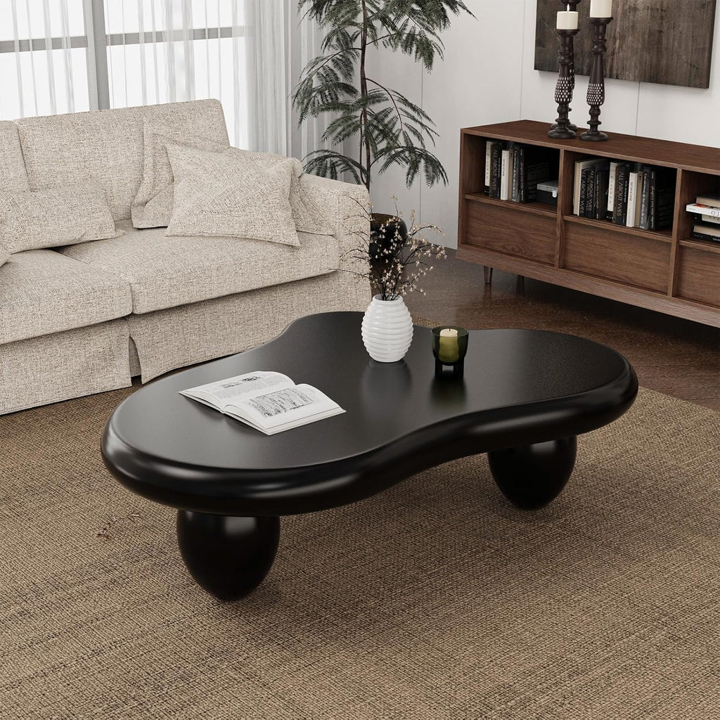 Cloud Coffee Table Modern Cute Coffee Tables Irregular Simple Tea/Center Table for Small Space End Table for Living Room, Home Office, Indoor (Black A Cloud 47.2' Wx35.4 Dx15.7 H)