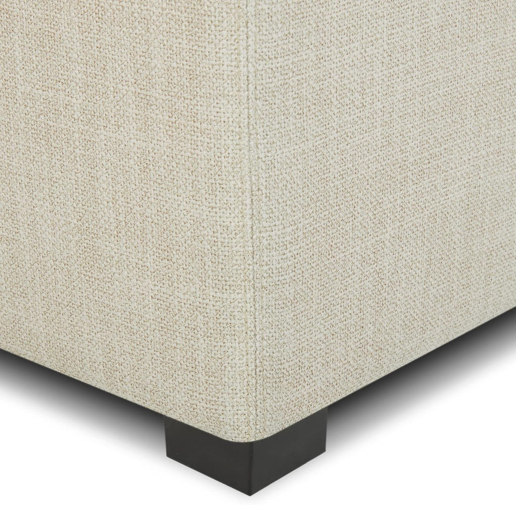 CHITA Storage Ottoman Cube with Tray Lid, Set of 2, Small Footstool with Storage, Square End Table for Living Room and Bedroom, Fabric in Linen