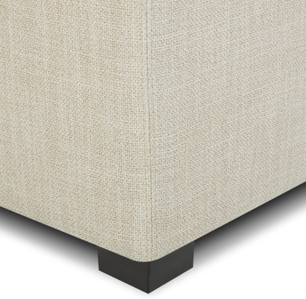 CHITA Storage Ottoman Cube with Tray Lid, Set of 2, Small Footstool with Storage, Square End Table for Living Room and Bedroom, Fabric in Linen