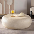 36'' Mid-Century Round Centre Coffee Table Vintage Faux Stone Sofa Pre-Modern Coffee Tables Beige Coffee Table for Living Room Office Apartment