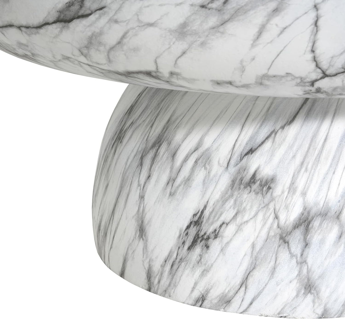 27.5' Round Marble Coffee Table Modern Faux Stone Coffee Table for Indoor and Outdoor Circle Center Tables with Pedestal Accent End Side Tables for Living Room, Magnesium Oxide, Cream