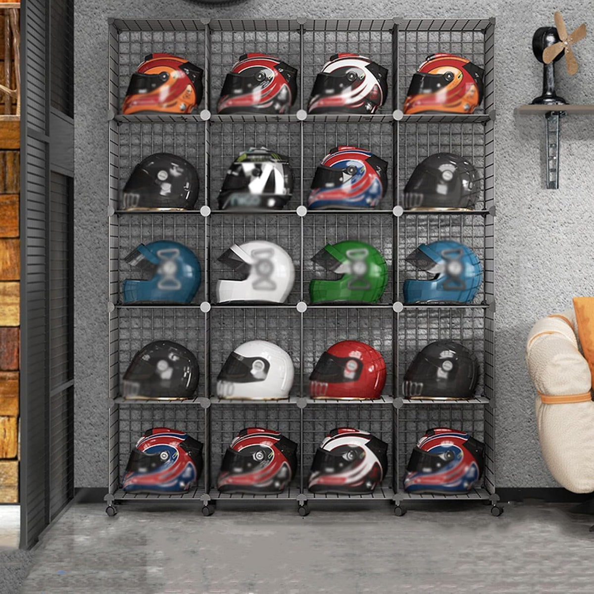 Motorcycle Football Helmet Display Case Cabinet Holder Rack,floor-standing Metal Fireman's Helmet Large Display Holder，retail Hard Hat Baseball Hats Display Stand,stackable Modular Shelves