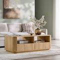 ACCOHOHO 51' Fluted Coffee Table with Storage, Large Modern Center Table with 2 Drawers, Rectangle Wood Coffee Table for Living Room