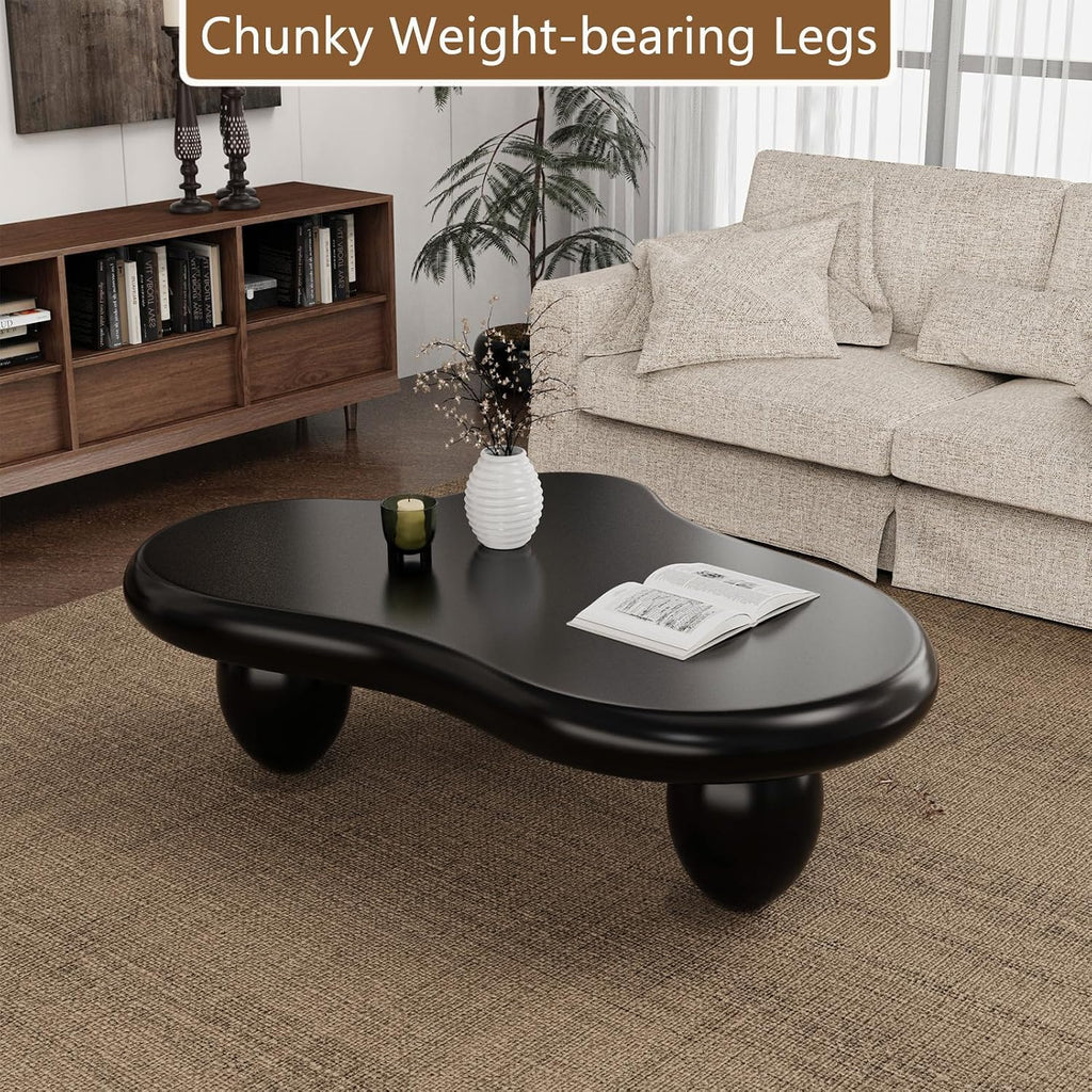 Cloud Coffee Table Modern Cute Coffee Tables Irregular Simple Tea/Center Table for Small Space End Table for Living Room, Home Office, Indoor (Black A Cloud 47.2' Wx35.4 Dx15.7 H)