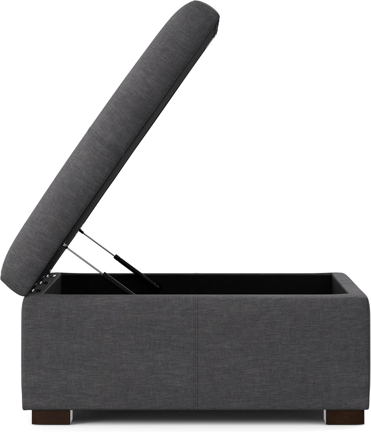 SIMPLIHOME Gabbie 36' WD Contemporary Square Coffee Table Storage Ottoman in Slate Gray