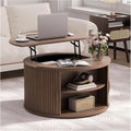 Jiansu furni 31.5'Coffee Table with Lifting Top,Mid Century Modern Coffee Table with Sliding Door & Hidden Storage,Small Center Table for Living Room,Walnut