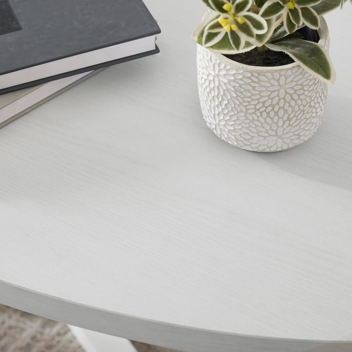 Roundhill Furniture Modern Harmony Wood Oval Coffee Table, White