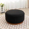 Round Ottoman Coffee Table 30' Premium Fabric upholstered Coffee Table with high Density Foam and Solid Wood Frame, Stylish and Practical Living Room Furniture, Black