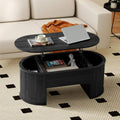ORRD Lift Top Coffee Table, Fluted Coffee Table with Lifting Top, Wooden Lift Up Dining Table with Hidden Compartment, Center Table for Living Room, Office - Black
