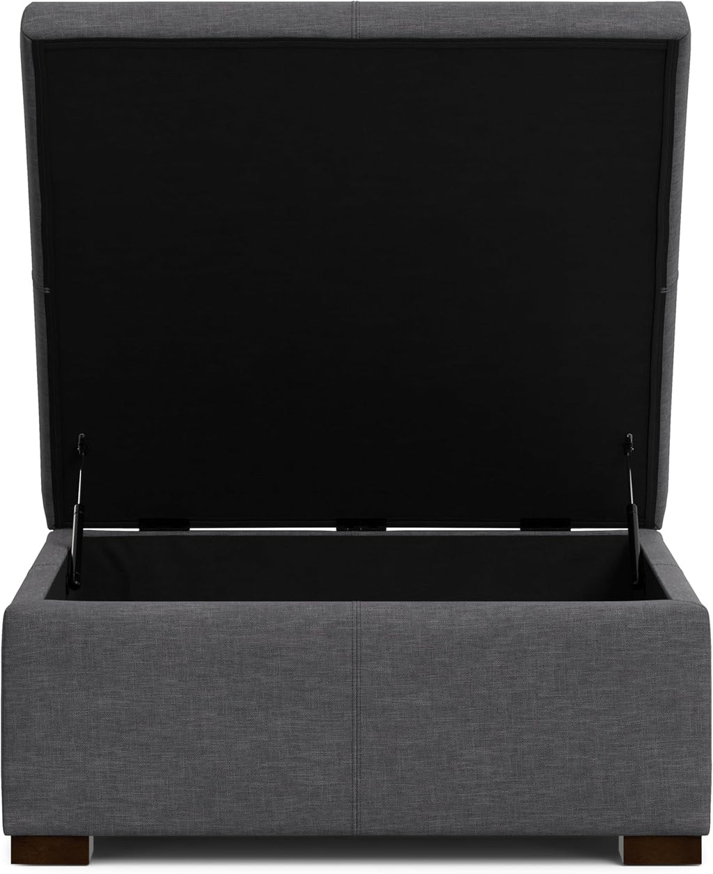 SIMPLIHOME Gabbie 36' WD Contemporary Square Coffee Table Storage Ottoman in Slate Gray
