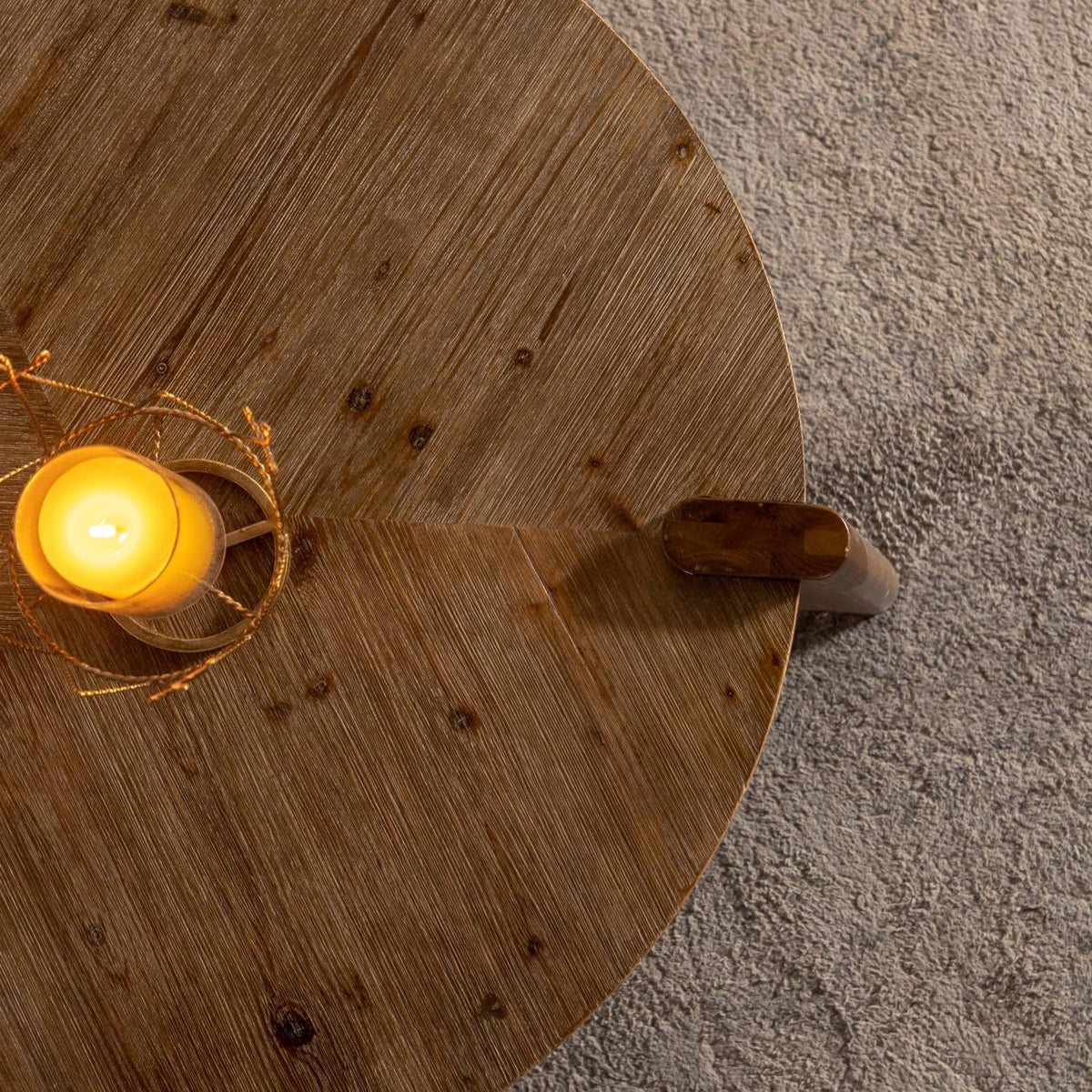 KEVINSPACE Round Wood Coffee Table Mid Century Modern Tables for Living Room Furniture 36.61' Dia. Circle Drum Solid Wooden Easy Assembly Small Space, Home Office Natural Wood