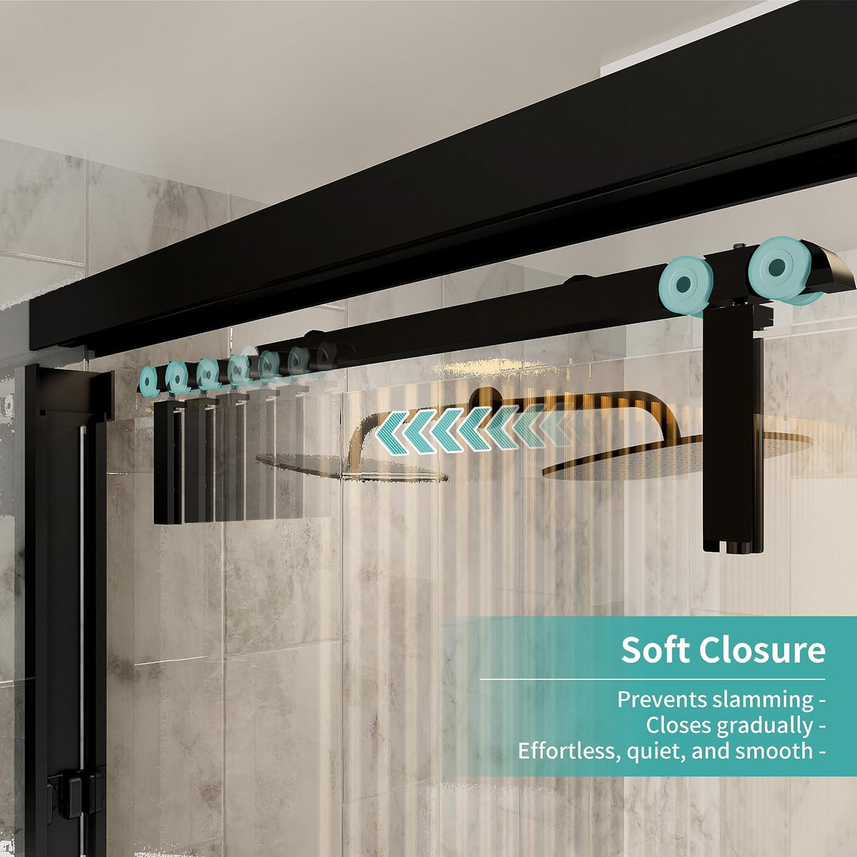 56-60 in. W x 76 in. H Soft-Close Double Sliding Shower Door, Semi-Frameless Bypass Shower Glass Door, with Explosion-Proof Film, with 5/16'(8mm) SGCC Tempered Glass