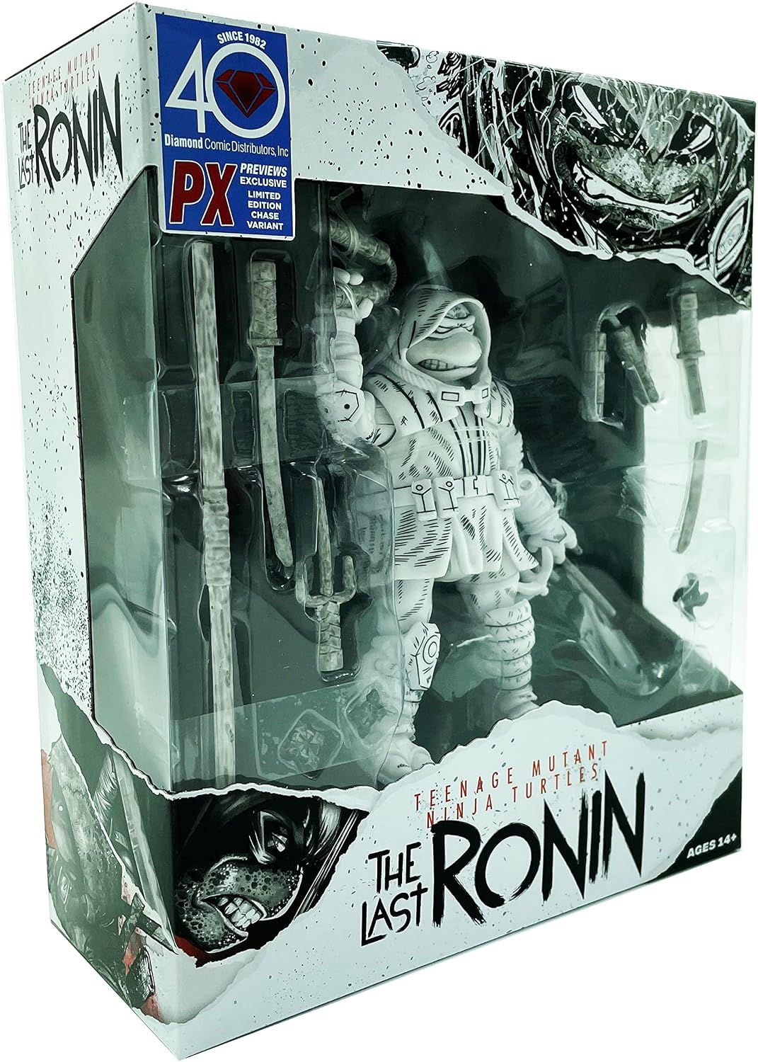 BANDAI Teenage Mutant Ninja Turtles The Last Ronin Michelangelo Action Figure Black & White | TMNT The Last Ronin 4.5'' Articulated Action Figure with Accessories | Las Tort Toys