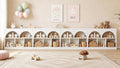 Fatmok 4 Pack Montessori Bookshelf, Modern Arched Wooden Toy Organizer, 5-Section Storage Shelf with Curved Edge, Decorative Furniture for Kids Room Play Area Nursery Kindergarten, White