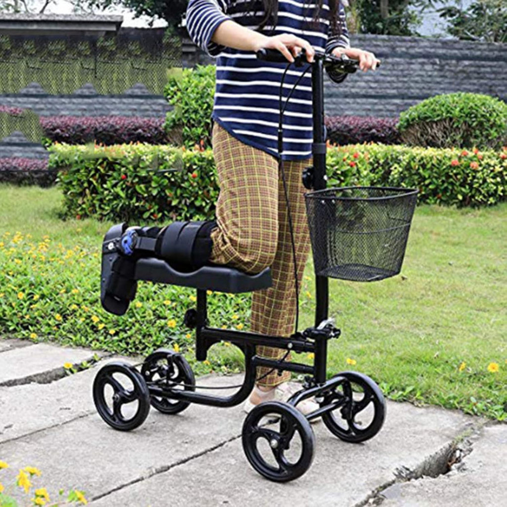 Mobility Walker Knee Walker Lightweight for Seniors Folding Walker for Elderly Disability Aids Rollator Walker Adjustable with Wheels Basket(