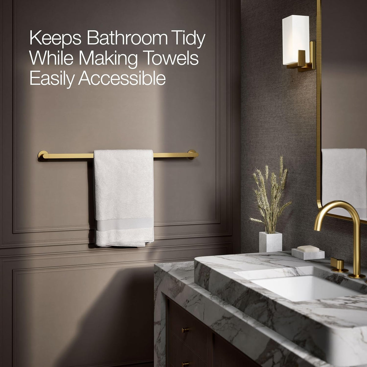 Kohler 73143-2MB Composed® 30' Towel bar, Vibrant Brushed Moderne Brass