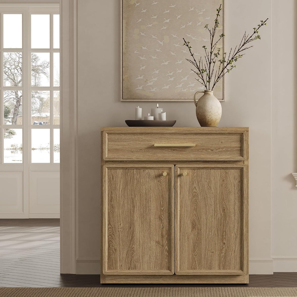 SICOTAS Buffet Cabinet with Storage Tall Modern Accent Storage Cabinet with Doors and Shelves 30 inch Wide Wooden Sideboard Credenza Buffets Console Table Coffee Bar for Kitchen Dining Living Room