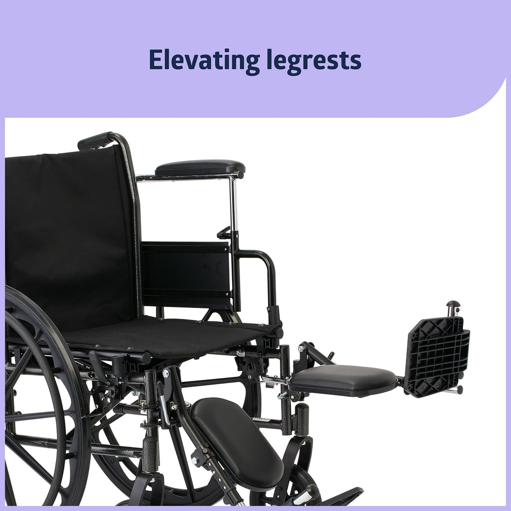 Medline K3 Guardian Wheelchair, 18' Wide Seat, Height-Adjustable Arms, Elevating Leg Rests - Lightweight, Foldable Mobility Aid for Enhanced Comfort and Independence