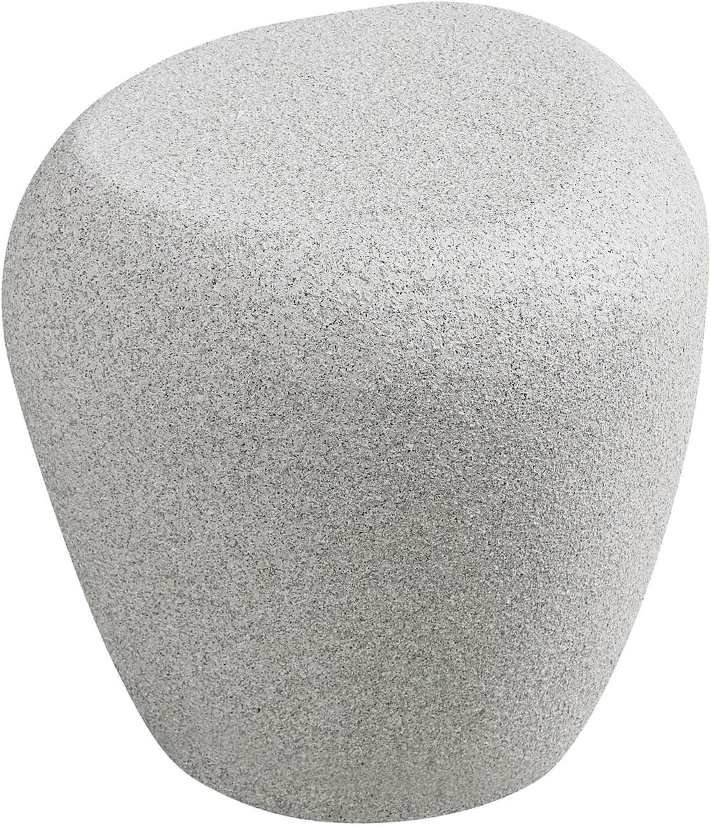 19.29'' Faux Stone Side Table End Table for Living Room, Modern Contemporary Style, Fiberglass Material & Grainy Stone Paint, No Assembly, Beige