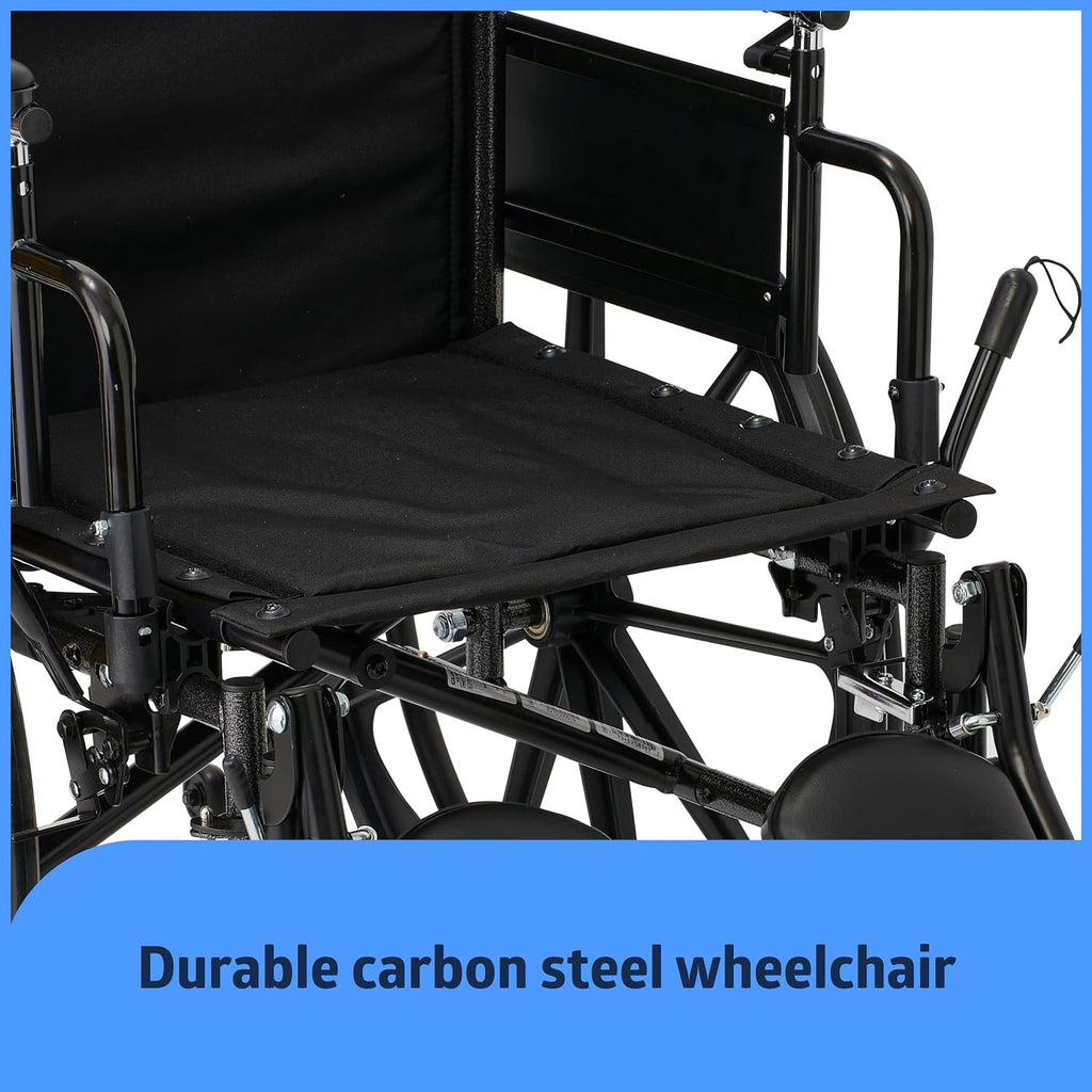 Medline K3 Guardian Wheelchair, 18' Wide Seat, Height-Adjustable Arms, Elevating Leg Rests - Lightweight, Foldable Mobility Aid for Enhanced Comfort and Independence