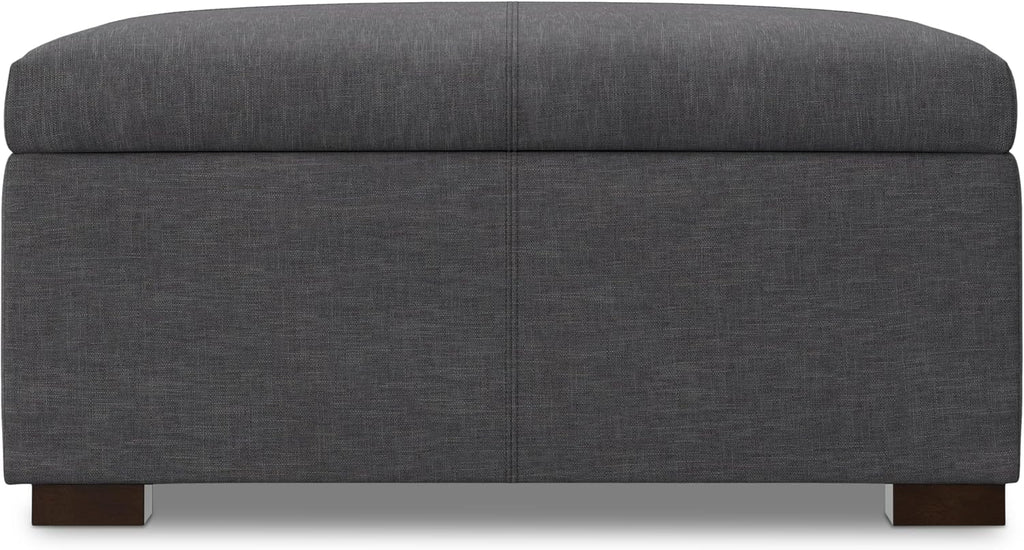 SIMPLIHOME Gabbie 36' WD Contemporary Square Coffee Table Storage Ottoman in Slate Gray