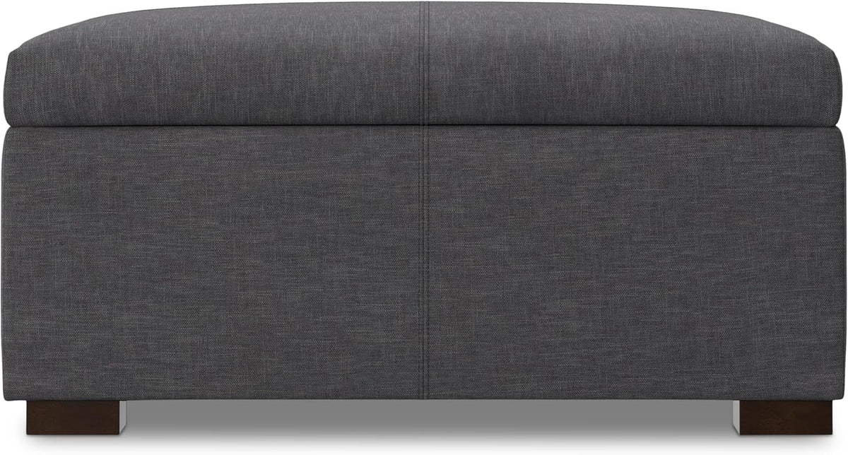 SIMPLIHOME Gabbie 36' WD Contemporary Square Coffee Table Storage Ottoman in Slate Gray