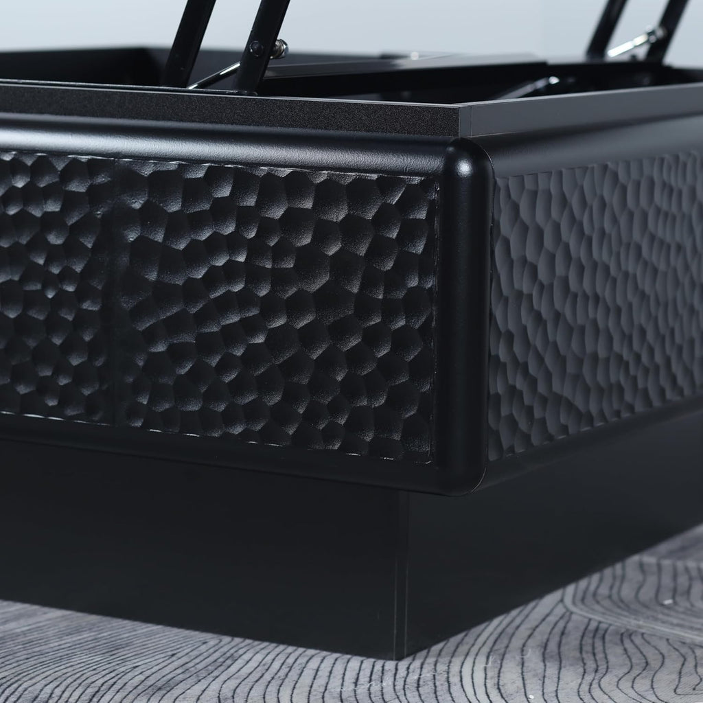 31.5' Lift Top Coffee Tables for Living Room,Mid Century Modern Square Coffee Table with Hidden Storage, Wood Center Tea Table with Stable Honeycomb Pattern Base for Apartment Small Space,Black