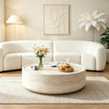 31.5' Modern Round Coffee Table, Faux Marble Table,Drum Center Table,Mars Texture,Accent Coffee Table for Living Room,Office,Appartment,No Accembly.