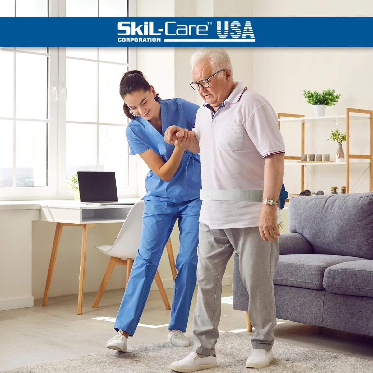 Skil-Care Gait Belt with Handles + Comfort Foot Cradle, Elderly Transfer Aid and Footrest Support Bundle, Physical Therapy and Mobility Equipment for Wheelchairs, Models 252220 & 703410