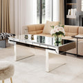 Modern Mirrored Coffee Table for Living Room Luxury Fluted Mirror Cocktail Center Table with Silver Finish 47' Rectangular Coffee Table for Home Office