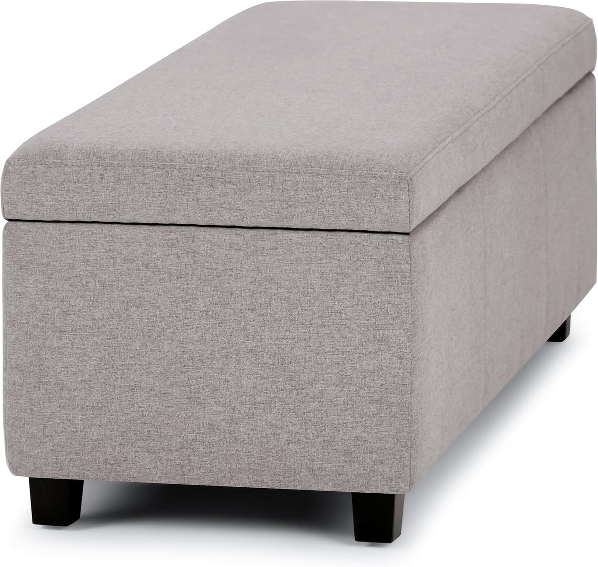 SIMPLIHOME Avalon Storage Ottoman Bench - 48' Wide x 16' High Upholstered Linen Look Fabric Rectangular Lift-Top Ottoman in Cloud Grey, Contemporary Bench for Living Room with High-Density Foam