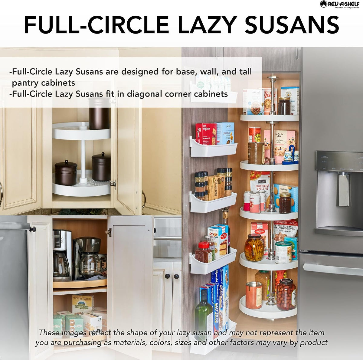 Lazy Daisy Banded Wood Full-Circle Lazy Susan for Corner Base Cabinets w/Swivel Bearing
