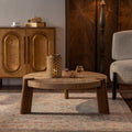 KEVINSPACE Round Wood Coffee Table Mid Century Modern Tables for Living Room Furniture 36.61' Dia. Circle Drum Solid Wooden Easy Assembly Small Space, Home Office Natural Wood