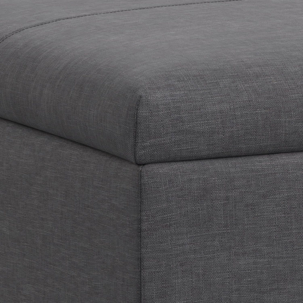 SIMPLIHOME Gabbie 36' WD Contemporary Square Coffee Table Storage Ottoman in Slate Gray