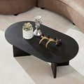 KEVINSPACE W39.37 Oval Coffee Table for Living Room Home ModernCoffeeTable with Design CoffeeTable Legs Wood Accent Center Table Mid Century Minimalist Tea Table Cocktail Table Office Black