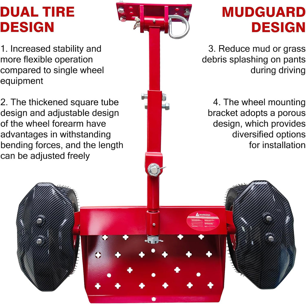 CCLINK Wheels Lawn Mower Sulky Thickened Vacuum Wheels Red Heavy Steel Anti Slip and Anti Rust Specially for Lawn Maintenance and Gardening Operations Quick Weed Removal