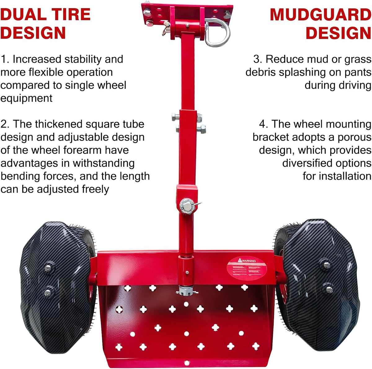 CCLINK Wheels Lawn Mower Sulky Thickened Vacuum Wheels Red Heavy Steel Anti Slip and Anti Rust Specially for Lawn Maintenance and Gardening Operations Quick Weed Removal