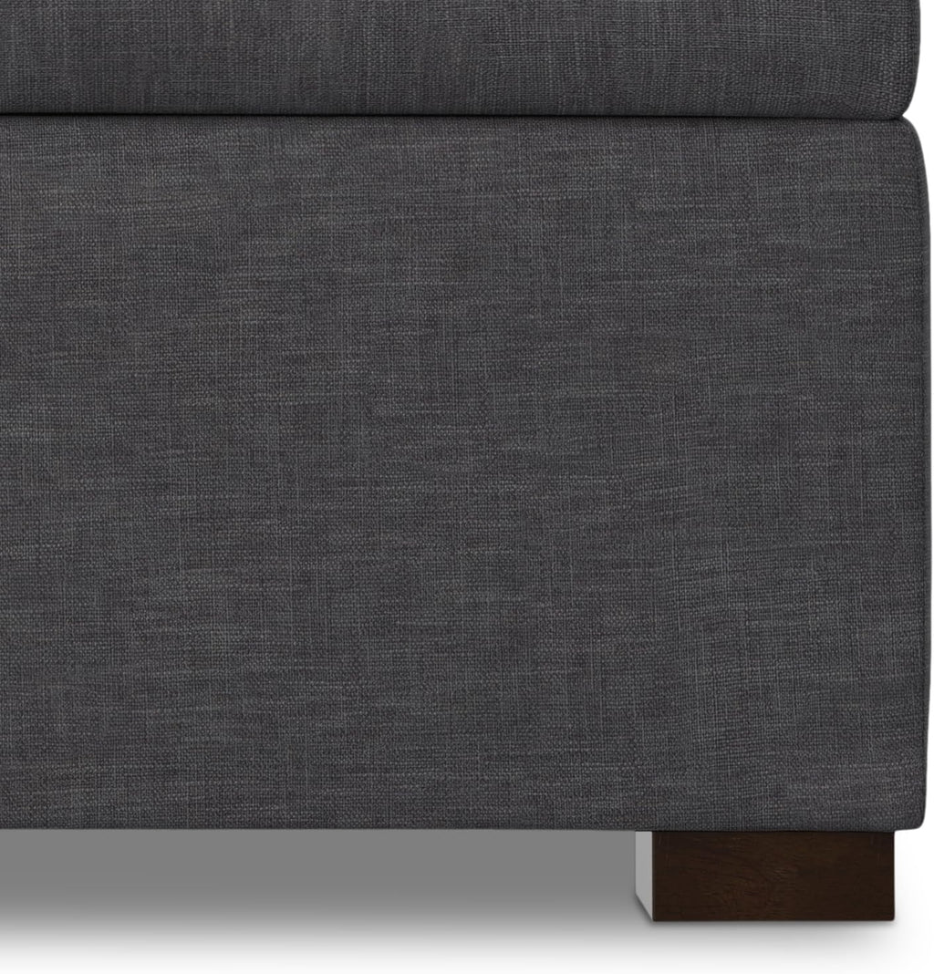 SIMPLIHOME Gabbie 36' WD Contemporary Square Coffee Table Storage Ottoman in Slate Gray