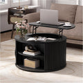 Jiansu furni 31.5'Coffee Table with Lifting Top, Mid Century Modern Coffee Table with Sliding Door & Hidden Storage, Small Center Table for Living Room, Black