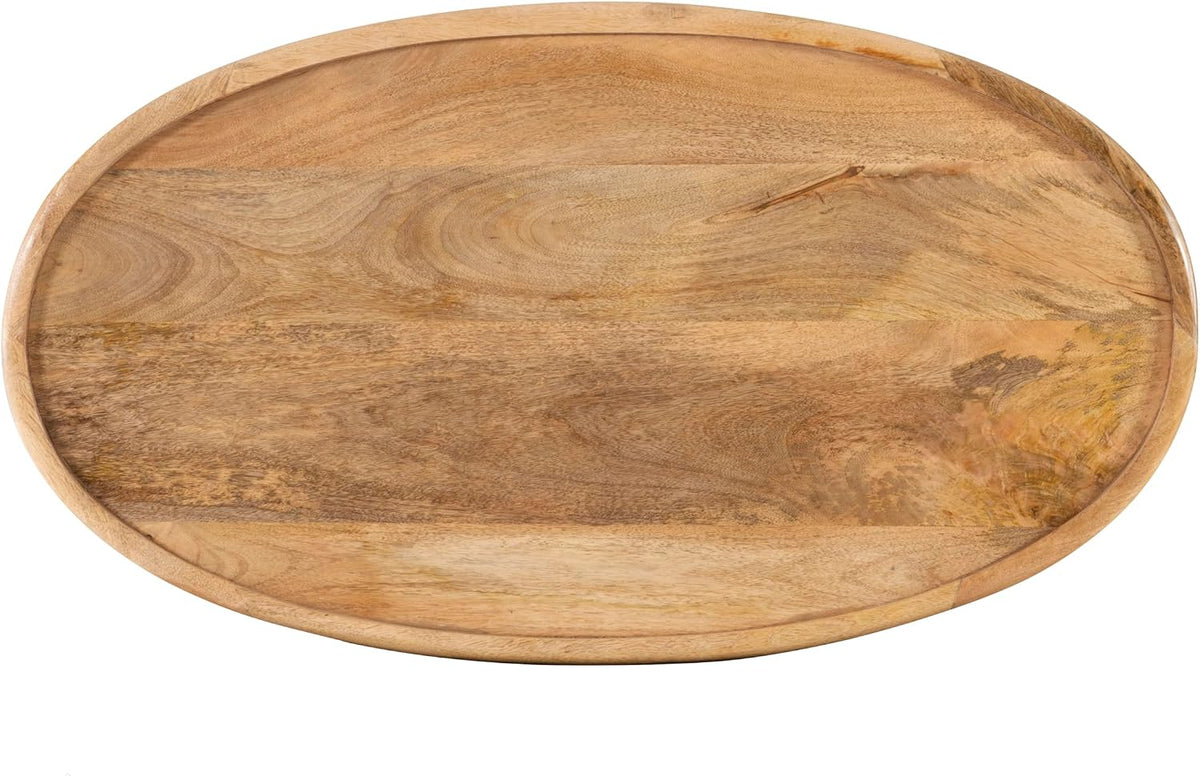 Powell Sympico Natural Stained Mango Wood Sympic Oval Coffee Table with Carved Details