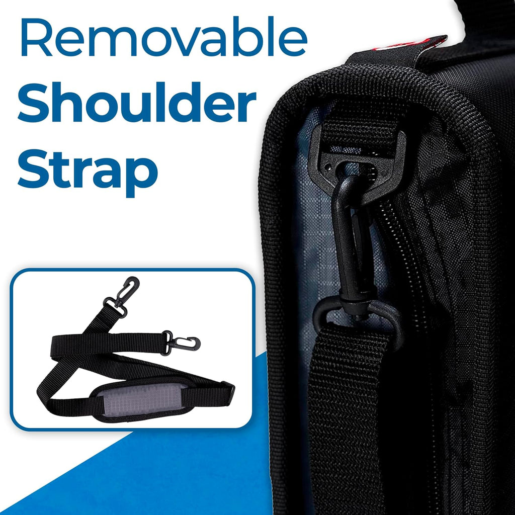 Case-it Universal Zipper Binder | 2-Inch O-Rings,13-Inch Laptop/Tablet Padded Pocket,400 Sheet Capacity,Multiple Storage Pockets&Shoulder Strap | School&Office Organizer-| LT-007 Jet Black,(Pack of 6)